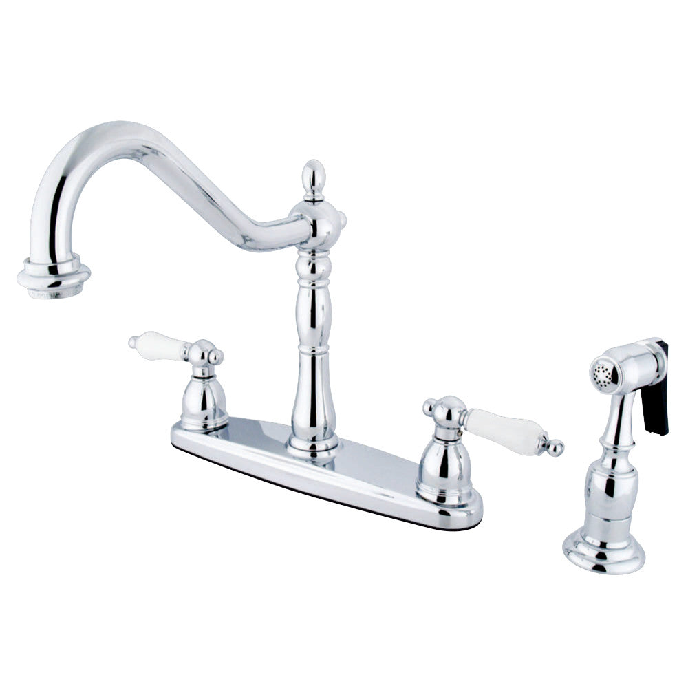 Kingston Brass KB1751PLBS Heritage Centerset Kitchen Faucet, Polished Chrome - BNGBath