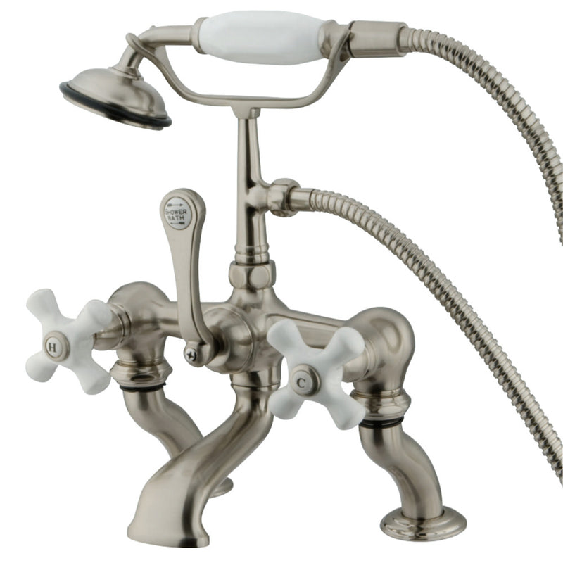Kingston Brass CC417T8 Vintage 7-Inch Deck Mount Tub Faucet with Hand Shower, Brushed Nickel - BNGBath