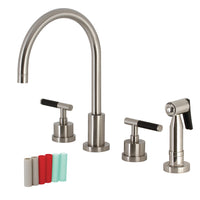 Thumbnail for Kingston Brass KS8728CKLBS Kaiser Widespread Kitchen Faucet with Brass Sprayer, Brushed Nickel - BNGBath