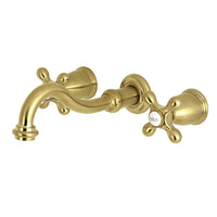 Thumbnail for Kingston Brass KS3027AX Restoration Two-Handle Wall Mount Tub Faucet, Brushed Brass - BNGBath