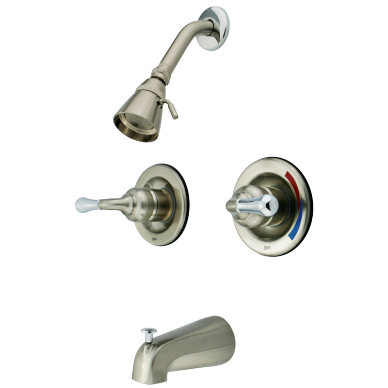 Kingston Brass GKB677 Magellan Pressure Balanced Tub and Shower Faucet, Brushed Nickel/Polished Chrome - BNGBath