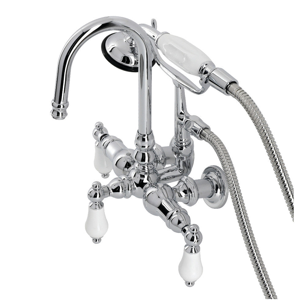 Kingston Brass CA12T1 Vintage 3-3/8" Tub Wall Mount Clawfoot Tub Faucet with Hand Shower, Polished Chrome - BNGBath