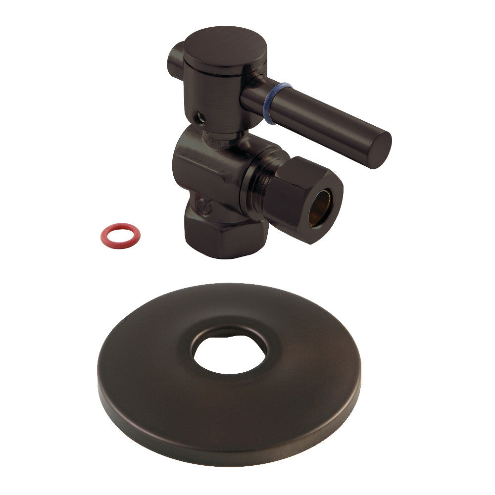 Kingston Brass CC33105DLK 3/8" IPS X 3/8" OD Comp Quarter-Turn Angle Stop Valve with Flange, Oil Rubbed Bronze - BNGBath