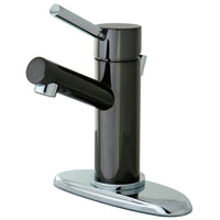 Thumbnail for Kingston Brass NS8427DL Water Onyx Single-Handle Bathroom Faucet, Black Stainless Steel/Polished Chrome - BNGBath