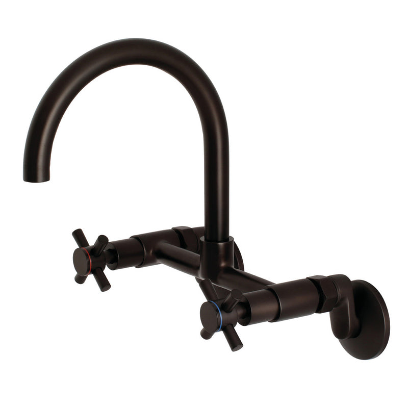 Kingston Brass KS414ORB Concord 8-Inch Adjustable Center Wall Mount Kitchen Faucet, Oil Rubbed Bronze - BNGBath