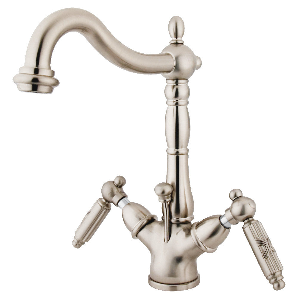 Kingston Brass KS1438GL Victorian Two-Handle Bathroom Faucet with Brass Pop-Up and Cover Plate, Brushed Nickel - BNGBath