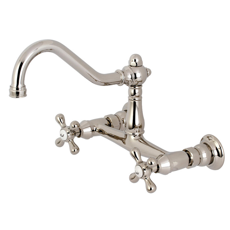 Kingston Brass KS3246AX 8" Center Wall Mount Bathroom Faucet, Polished Nickel - BNGBath