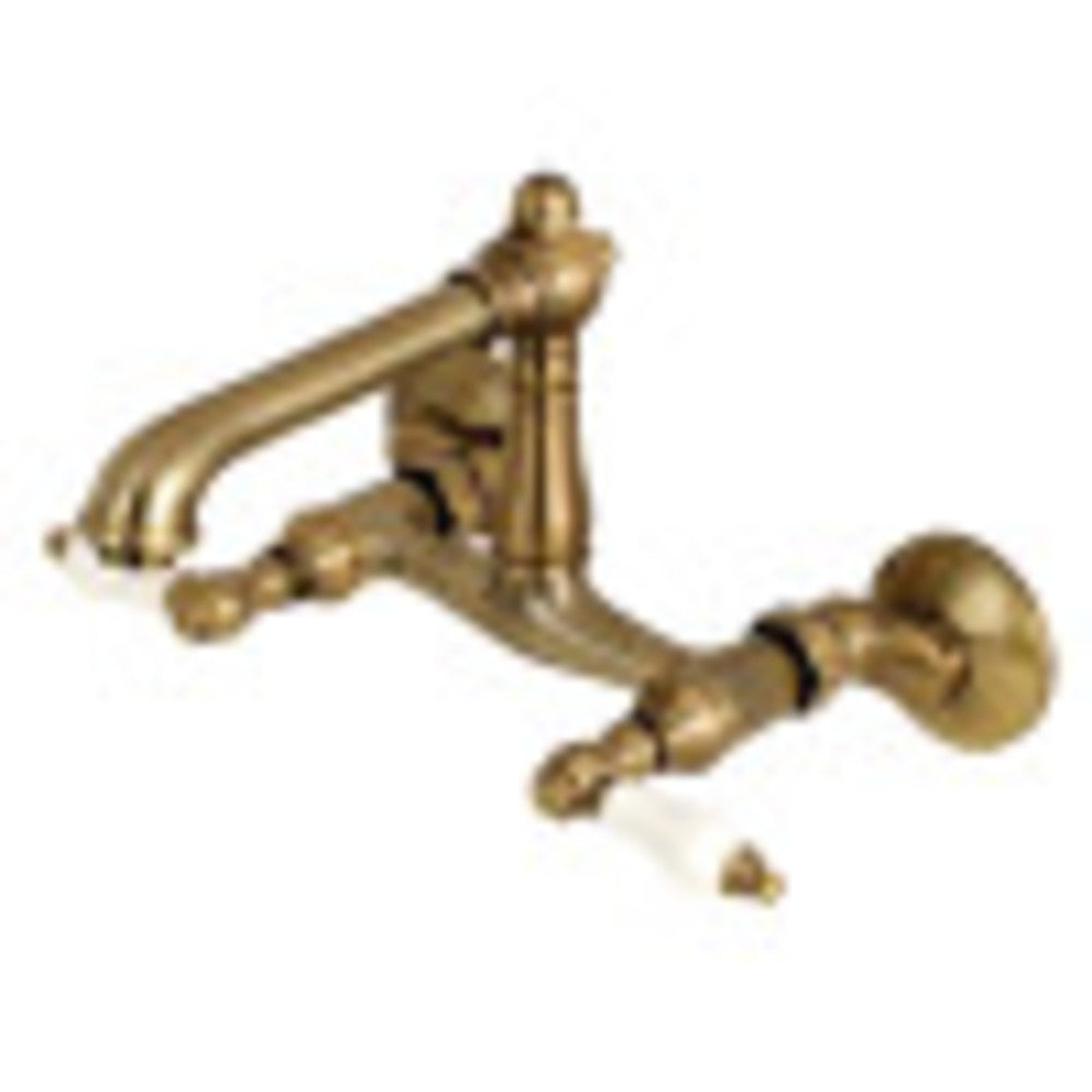 Kingston Brass English Country 6-Inch Adjustable Center Wall Mount Kitchen Faucet, Antique Brass - BNGBath