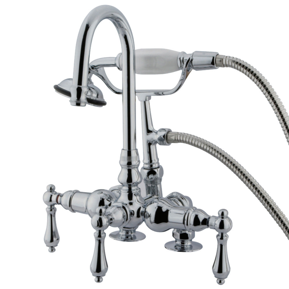 Kingston Brass CC14T1 Vintage 3-3/8-Inch Deck Mount Tub Faucet with Hand Shower, Polished Chrome - BNGBath