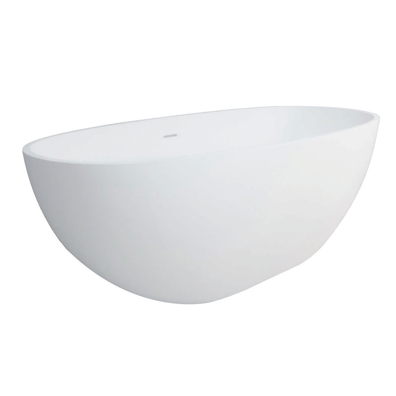 Aqua Eden VRTRS653123 Arcticstone 65-Inch Solid Surface White Stone Freestanding Tub with Drain, Matte White - BNGBath
