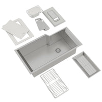 Thumbnail for ROHL Culinario Single Bowl Stainless Steel Kitchen Sink with Accessories - BNGBath