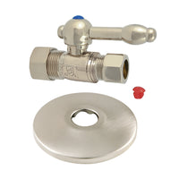 Thumbnail for Kingston Brass CC44458KLK 5/8-Inch OD X 1/2-Inch OD Comp Quarter-Turn Straight Stop Valve with Flange, Brushed Nickel - BNGBath