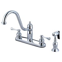 Thumbnail for Kingston Brass KB1111BLBS Heritage Centerset Kitchen Faucet, Polished Chrome - BNGBath