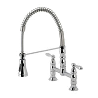 Thumbnail for Gourmetier GS1271AL Heritage Two-Handle Deck-Mount Pull-Down Sprayer Kitchen Faucet, Polished Chrome - BNGBath