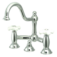 Thumbnail for Kingston Brass KS3911PX Restoration Bathroom Bridge Faucet, Polished Chrome - BNGBath