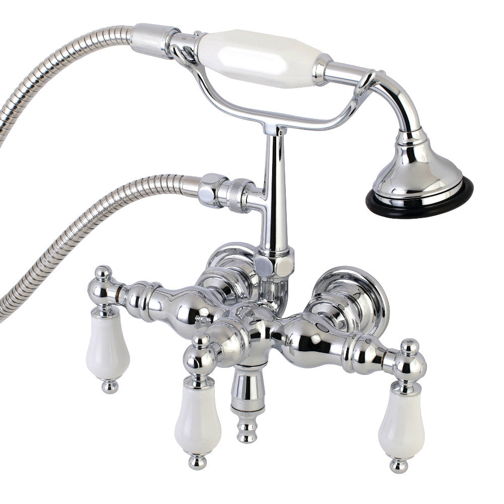 Aqua Vintage AE24T1 Vintage 3-3/8 Inch Wall Mount Tub Faucet with Hand Shower, Polished Chrome - BNGBath