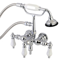 Thumbnail for Aqua Vintage AE24T1 Vintage 3-3/8 Inch Wall Mount Tub Faucet with Hand Shower, Polished Chrome - BNGBath