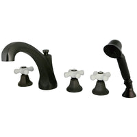 Thumbnail for Kingston Brass KS43255PX Roman Tub Faucet with Hand Shower, Oil Rubbed Bronze - BNGBath