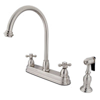 Thumbnail for Kingston Brass KB3758AXBS Restoration Centerset Kitchen Faucet, Brushed Nickel - BNGBath