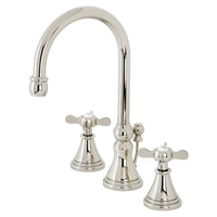 Thumbnail for Kingston Brass KS2986BEX Essex Widespread Bathroom Faucet with Brass Pop-Up, Polished Nickel - BNGBath