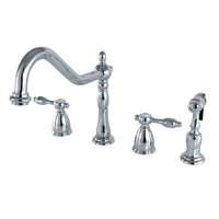 Thumbnail for Kingston Brass KB1791TALBS Widespread Kitchen Faucet, Polished Chrome - BNGBath