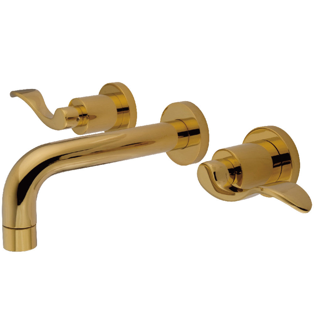 Kingston Brass KS8122DFL NuWave 2-Handle Wall Mount Bathroom Faucet, Polished Brass - BNGBath