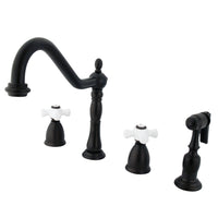 Thumbnail for Kingston Brass KB1795PXBS Widespread Kitchen Faucet, Oil Rubbed Bronze - BNGBath