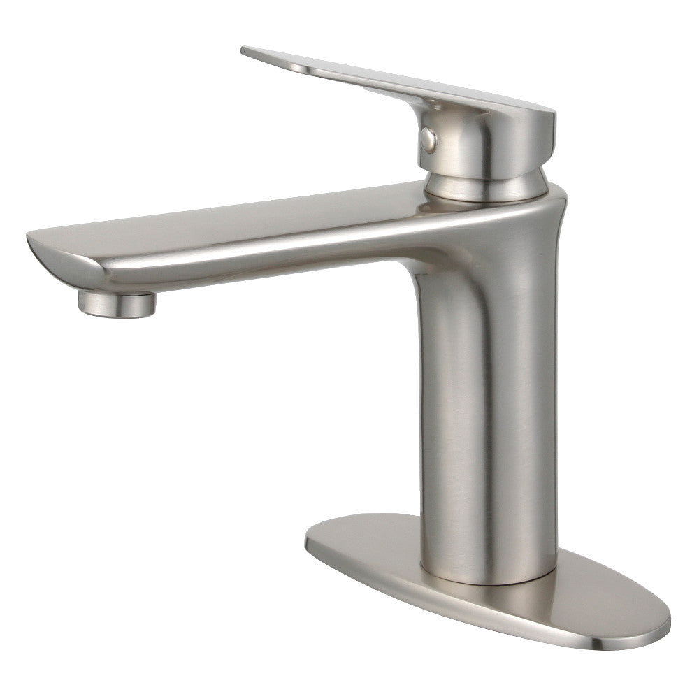 Fauceture LS4208CXL Frankfurt Single-Handle Bathroom Faucet with Deck Plate and Drain, Brushed Nickel - BNGBath