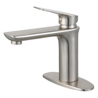 Thumbnail for Fauceture LS4208CXL Frankfurt Single-Handle Bathroom Faucet with Deck Plate and Drain, Brushed Nickel - BNGBath
