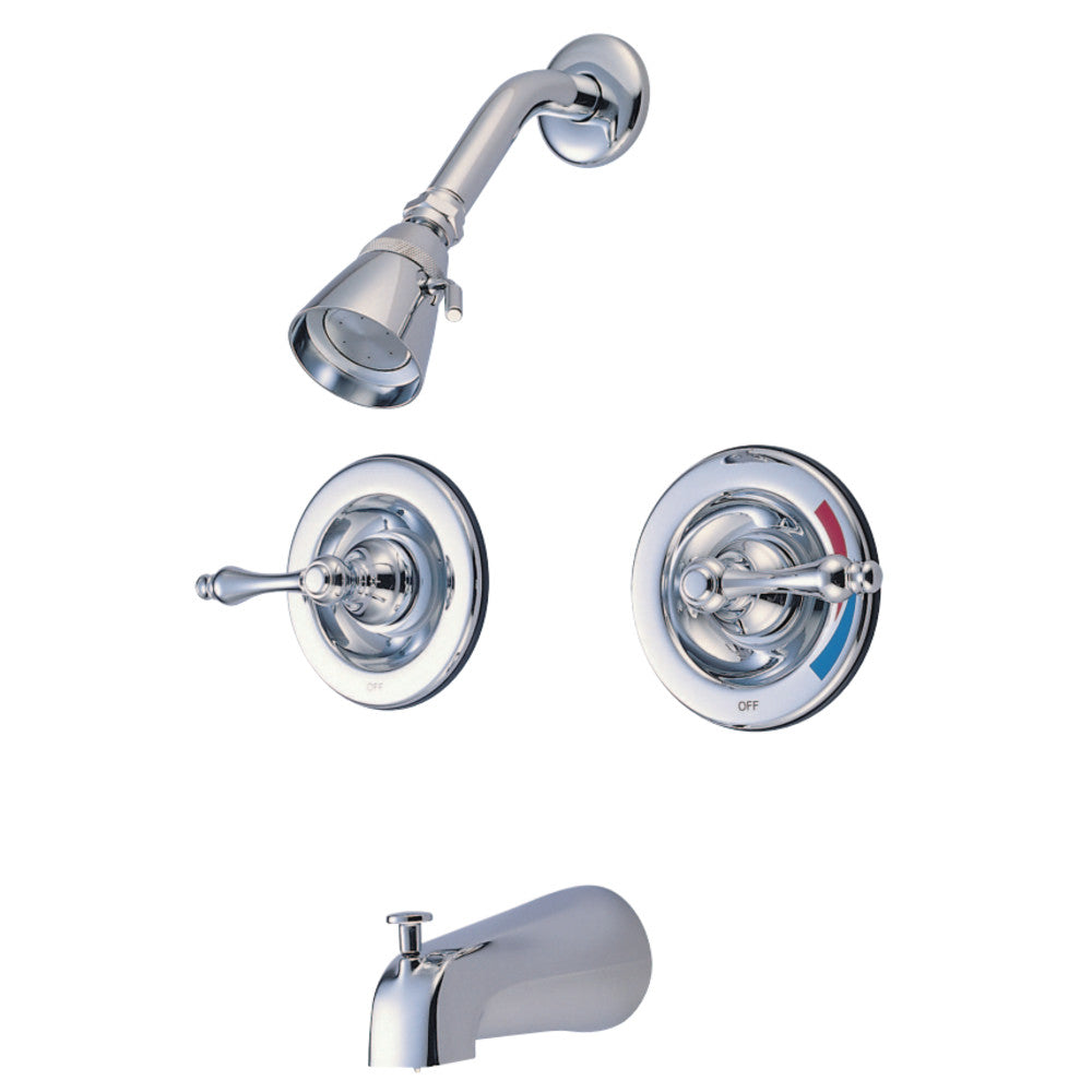 Kingston Brass KB661AL Vintage Twin Handles Tub Shower Faucet Pressure Balance With Volume Control, Polished Chrome - BNGBath