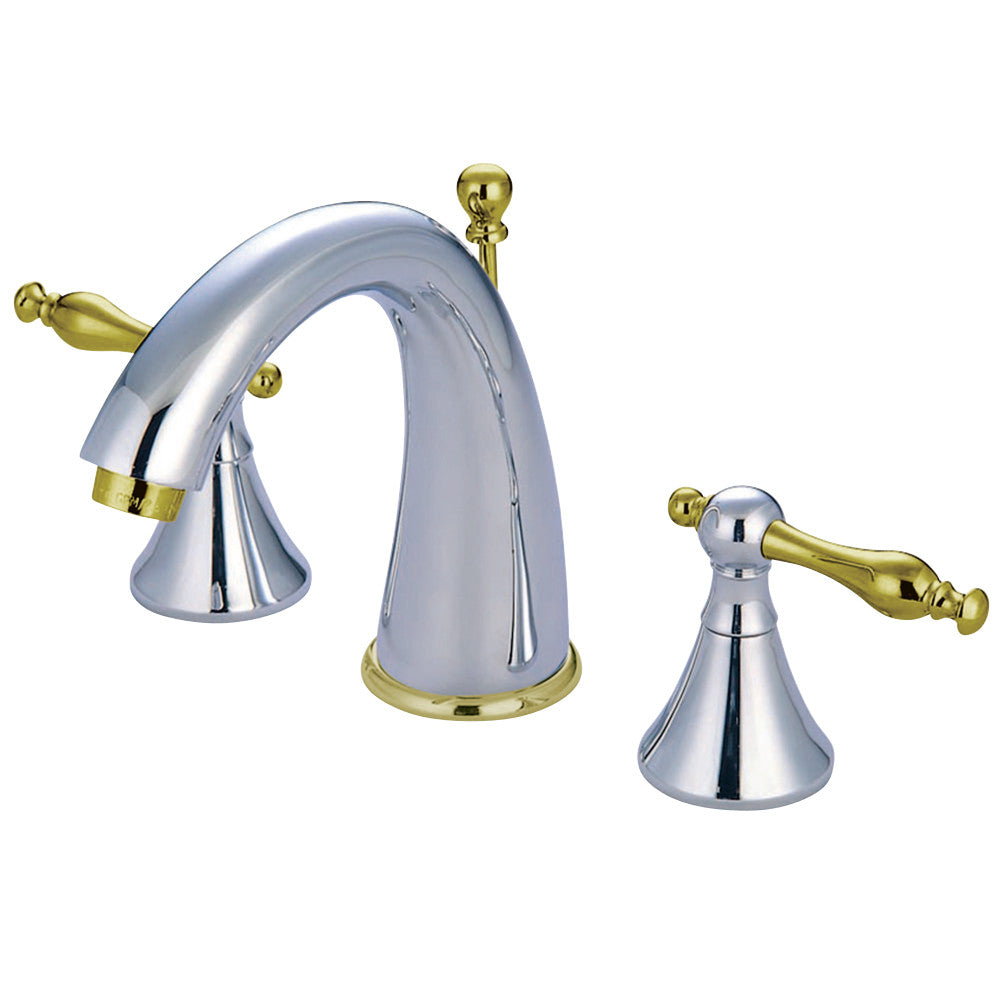 Kingston Brass KS2974NL 8 in. Widespread Bathroom Faucet, Polished Chrome/Polished Brass - BNGBath