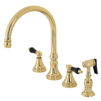 Thumbnail for Kingston Brass KS2792PKLBS Duchess Widespread Kitchen Faucet with Brass Sprayer, Polished Brass - BNGBath