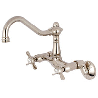 Thumbnail for Kingston Brass KS3226BEX 6-Inch Adjustable Center Wall Mount Kitchen Faucet, Polished Nickel - BNGBath