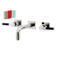 Thumbnail for Kingston Brass KS6126DKL Ksiser Two-Handle Wall Mount Bathroom Faucet, Polished Nickel - BNGBath