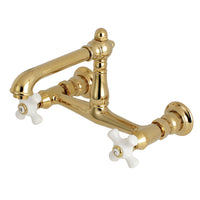 Thumbnail for Kingston Brass KS7242PX Wall Mount Bathroom Faucet, Polished Brass - BNGBath