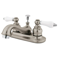 Thumbnail for Kingston Brass KB607B 4 in. Centerset Bathroom Faucet, Brushed Nickel/Polished Chrome - BNGBath