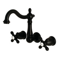 Thumbnail for Kingston Brass KS1250AX 8-Inch Center Wall Mount Bathroom Faucet, Matte Black - BNGBath