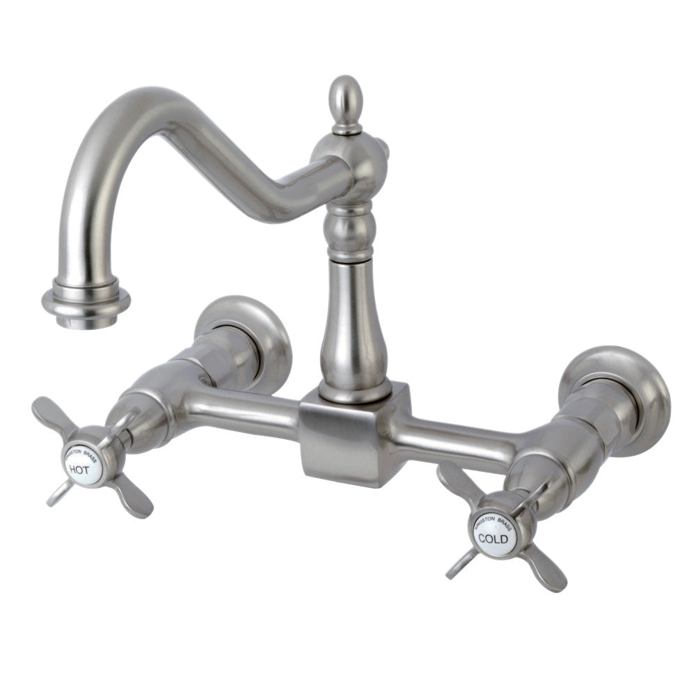 Kingston Brass KS1248BEX Essex Wall Mount Bridge Kitchen Faucet, Brushed Nickel - BNGBath