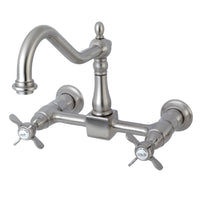 Thumbnail for Kingston Brass KS1248BEX Essex Wall Mount Bridge Kitchen Faucet, Brushed Nickel - BNGBath