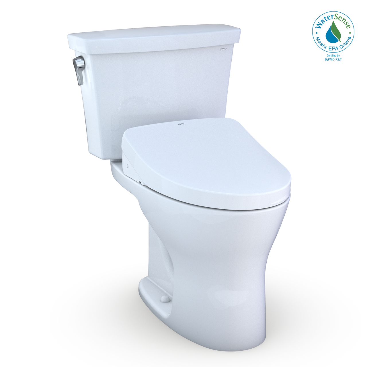 TOTO Drake Transitional WASHLET+ Two-Piece Elongated Dual Flush 1.28 and 0.8 GPF Universal Height DYNAMAX TORNADO FLUSH Toilet with S500e Bidet Seat,  - MW7483046CEMFG#01 - BNGBath