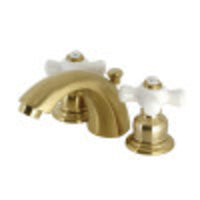 Thumbnail for Kingston Brass KB957PXSB Victorian Mini-Widespread Bathroom Faucet, Brushed Brass - BNGBath