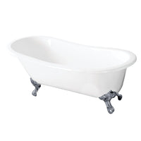 Thumbnail for Aqua Eden VCTND5731B1 57-Inch Cast Iron Slipper Clawfoot Tub without Faucet Drillings, White/Polished Chrome - BNGBath