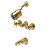Thumbnail for Kingston Brass KBX8137DX Concord Three-Handle Tub and Shower Faucet, Brushed Brass - BNGBath