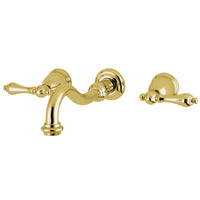 Thumbnail for Kingston Brass KS3022AL Restoration Two-Handle Wall Mount Tub Faucet, Polished Brass - BNGBath