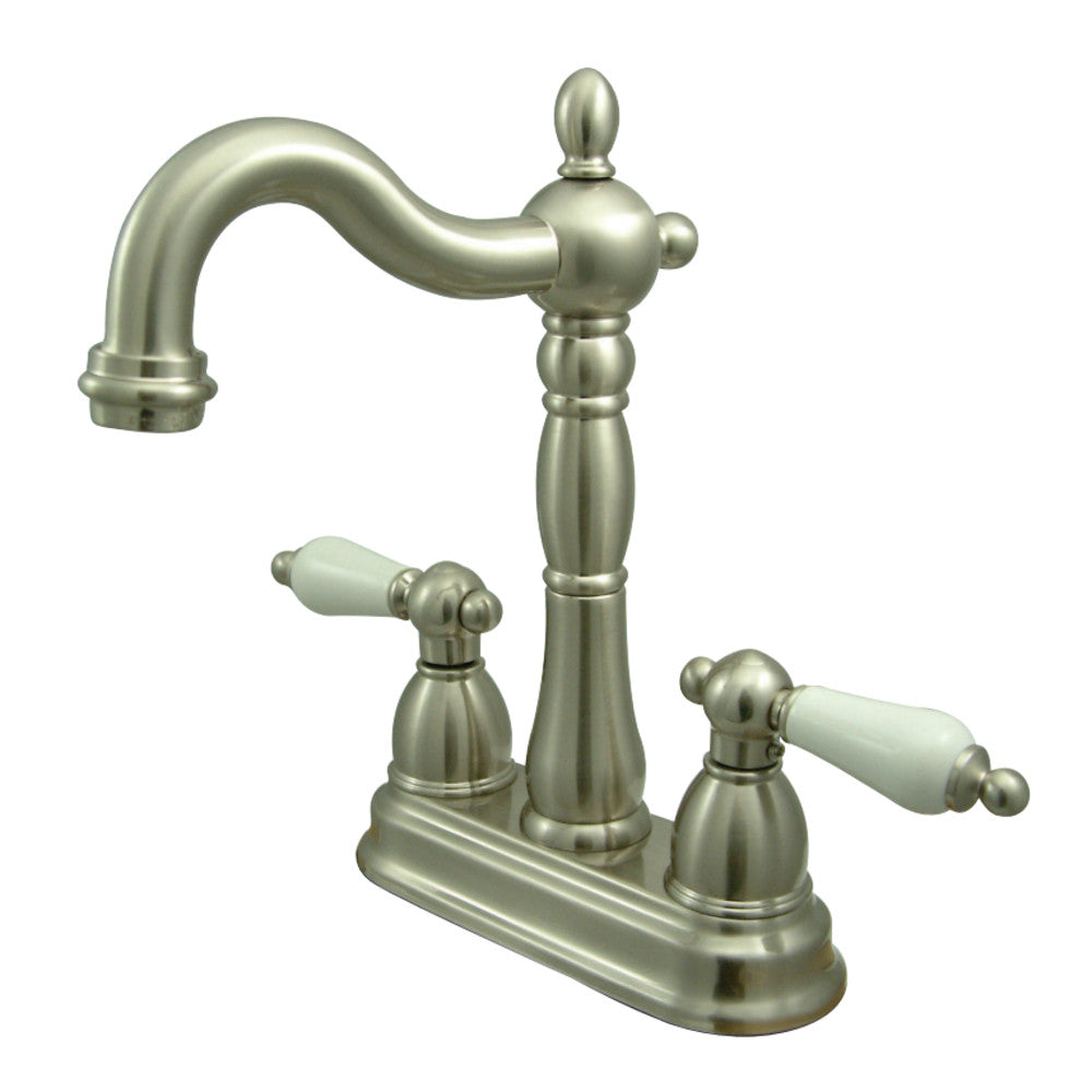 Kingston Brass KB1498PL Heritage Two-Handle Bar Faucet, Brushed Nickel - BNGBath