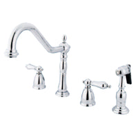 Thumbnail for Kingston Brass KB1791ALBS Widespread Kitchen Faucet, Polished Chrome - BNGBath