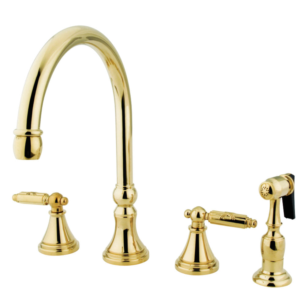 Gourmetier GS2792GLBS Widespread Kitchen Faucet with Brass Sprayer,, Polished Brass - BNGBath