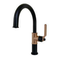 Thumbnail for Kingston Brass KS2237KL Eagan Single-Handle Bathroom Faucet with Push Pop-Up, Matte Black/Rose Gold - BNGBath