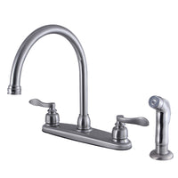 Thumbnail for Kingston Brass FB798NFLSP NuWave French 8-Inch Centerset Kitchen Faucet with Sprayer, Brushed Nickel - BNGBath