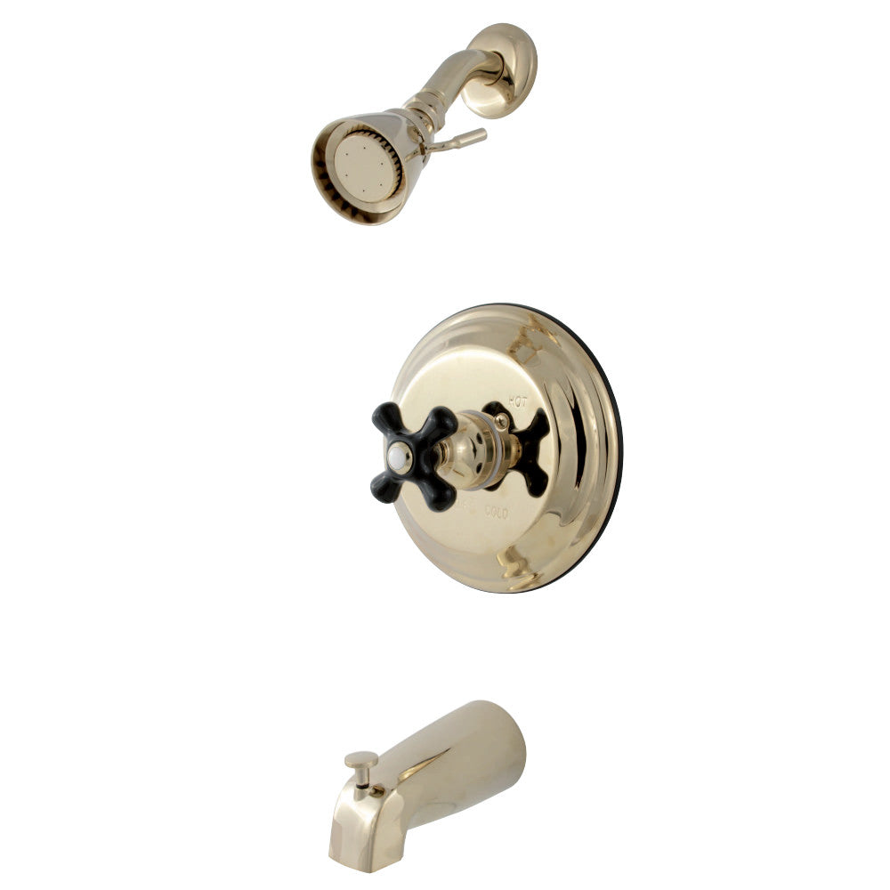 Kingston Brass KB3632PKX Duchess Tub and Shower Faucet with Cross Handle, Polished Brass - BNGBath